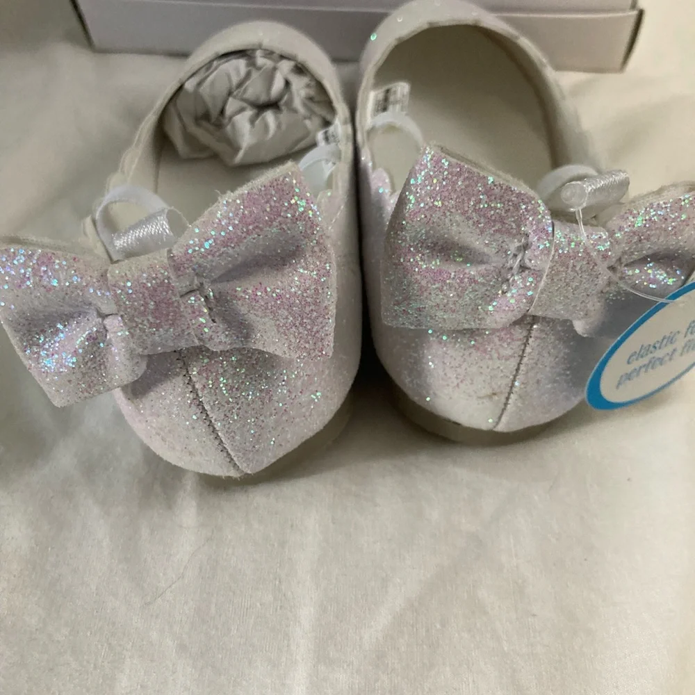 7-7 Carters girls shoes toddler glitter bow 10 new with box
